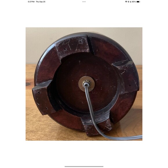 Library Book Desk Lamp Vintage Ornately Etched Ceramic, Wood Base **Tested 19”H - Picture 5 of 7